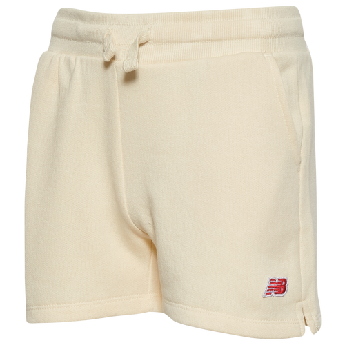 

Girls New Balance New Balance Fleece Shorts - Girls' Grade School Cream Size L