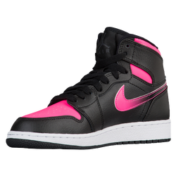 Girls' Grade School - Jordan AJ 1 High - Black/Black/Hyper Pink/White