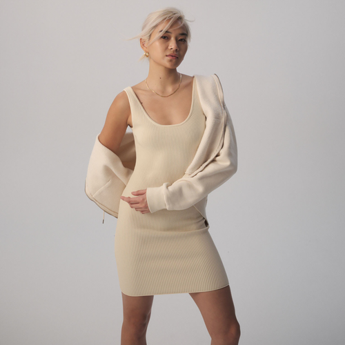 Shop Cozi Womens  Perfect Rib Knit Tank Dress In White