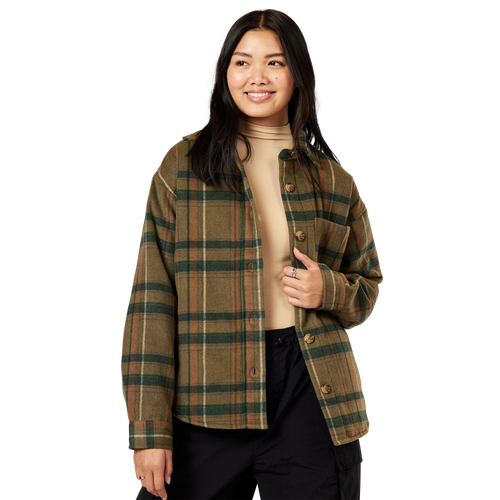 

Cozi Womens Cozi Scala Woven Shacket - Womens Olive Plaid Size XS