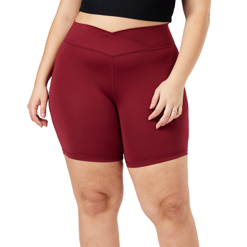 Cozi Womens  Cross Front Bike Shorts In Mueller Wine