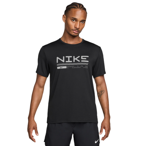 MENS - Nike Winter Miler Short Sleeve Top - Black/Silver