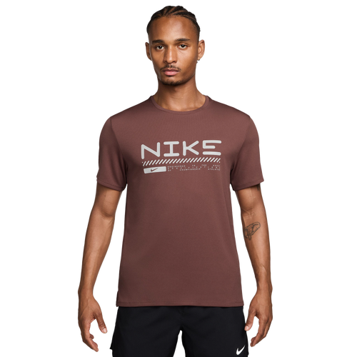 MENS - Nike Winter Miler Short Sleeve Top - Maroon/Silver