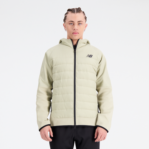 

New Balance Mens New Balance Tech Fleece Hybrid Jacket - Mens Beige Size S