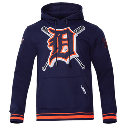 Men's - Pro Standard TIGERS MASH UP RIB FLC PO HOODIE - Orange/Midnight Navy/Midnight Navy