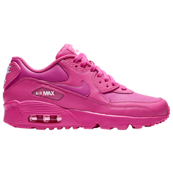 Girls' Grade School - Nike Air Max 90 - White/Laser Fuchsia/Laser Fuchsia