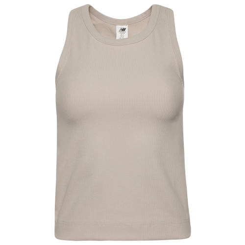 WOMENS - New Balance Linear Heritage Rib Knit Racer Tank - Grey