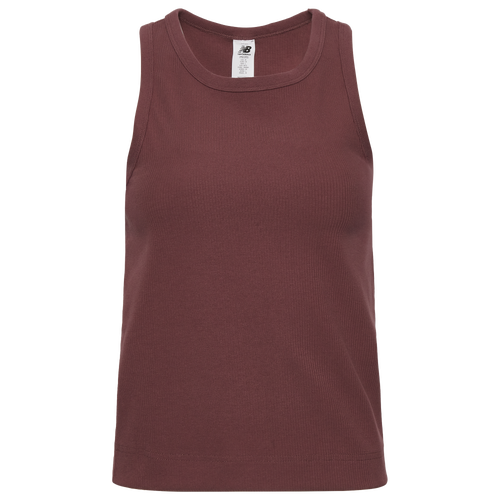 New Balance Linear Heritage Rib Knit Racer Tank - New Balance Maroon