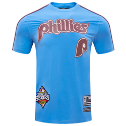 Men's - Pro Standard PHILLIES LOGO CLASSIC MESH PRO TEAM TAPING SHIRT - University Blue/Wine