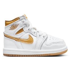 Girls' Toddler - Jordan Retro 1 HI OG Remastered  - White/Metallic Gold/Gum Light Brown