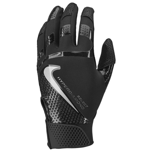 

Nike Womens Nike Hyperdiamond Select 2.0 Batting Gloves - Womens Black/Metallic Silver Size L