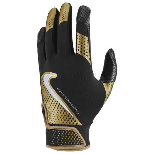 

Nike Womens Nike Hyperdiamond 2.0 Batting Gloves - Womens Black/Gold/White Size L