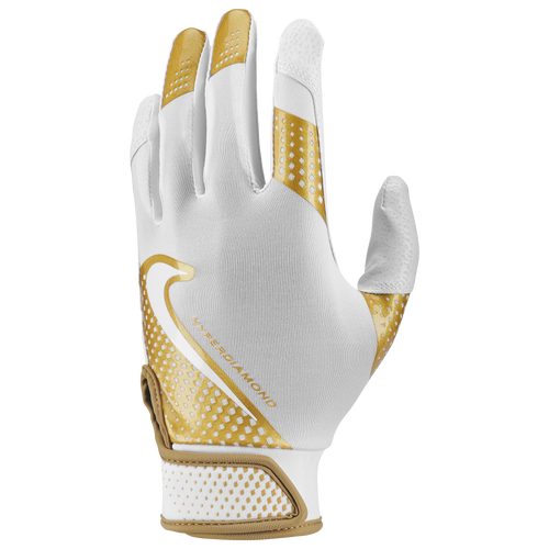 

Nike Womens Nike Hyperdiamond 2.0 Batting Gloves - Womens White/Gold/White Size S