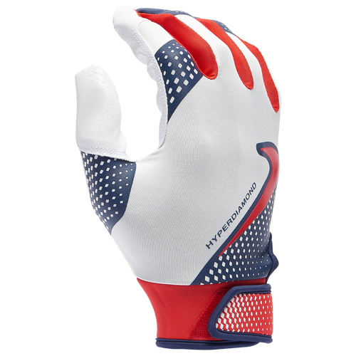 

Nike Womens Nike Hyperdiamond 2.0 Batting Gloves - Womens White/Midnight Navy/University Red Size M