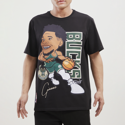 

Pro Standard Mens Giannis Antetokounmpo Pro Standard Bucks Player Drive T-Shirt - Mens Black/Black Size M