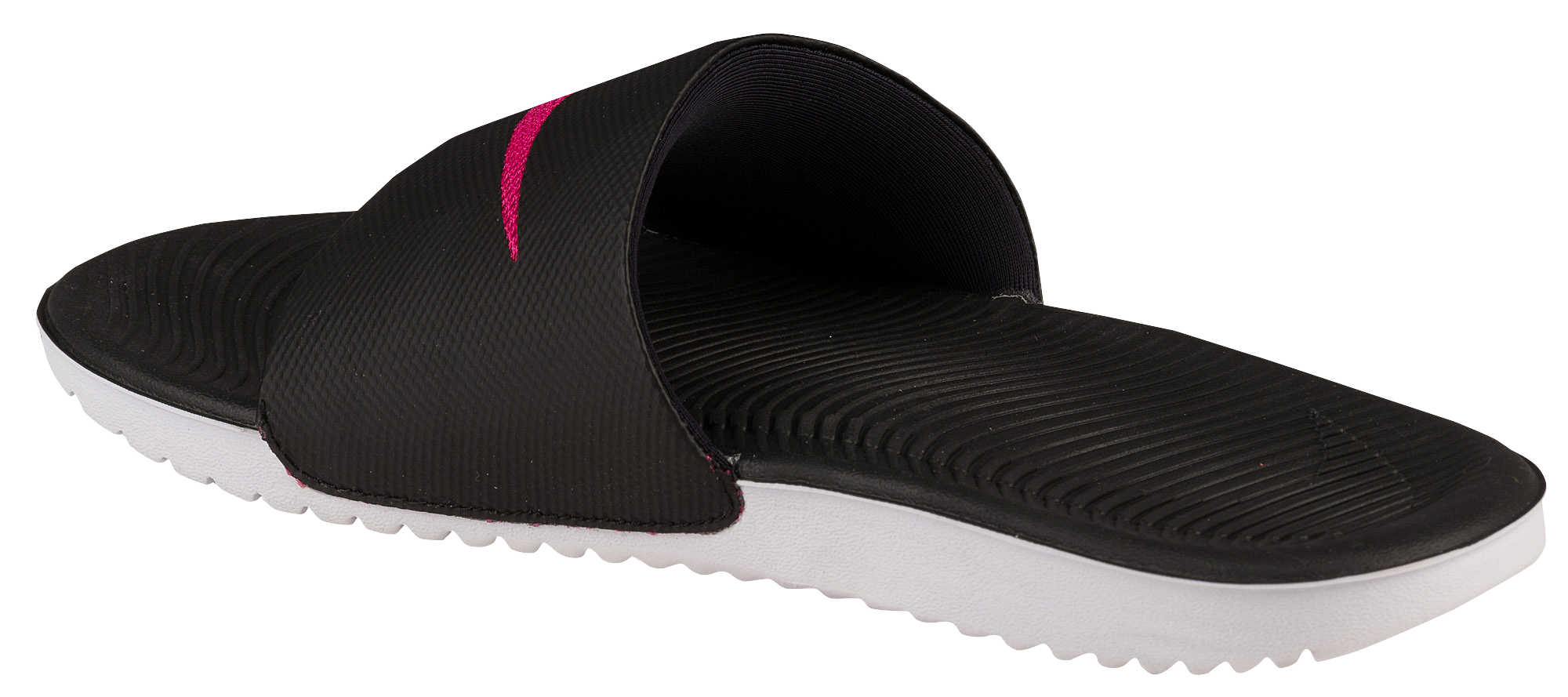 pink and black nike slides