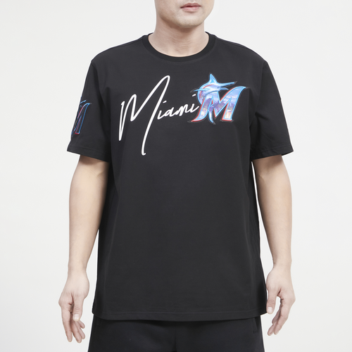 

Pro Standard Mens Pro Standard Marlins City Scape T-Shirt - Mens Black/White Size XL