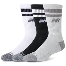 Adult - New Balance Cushion 3 Stripes Crew Socks 3 Pack - White/Black/Grey