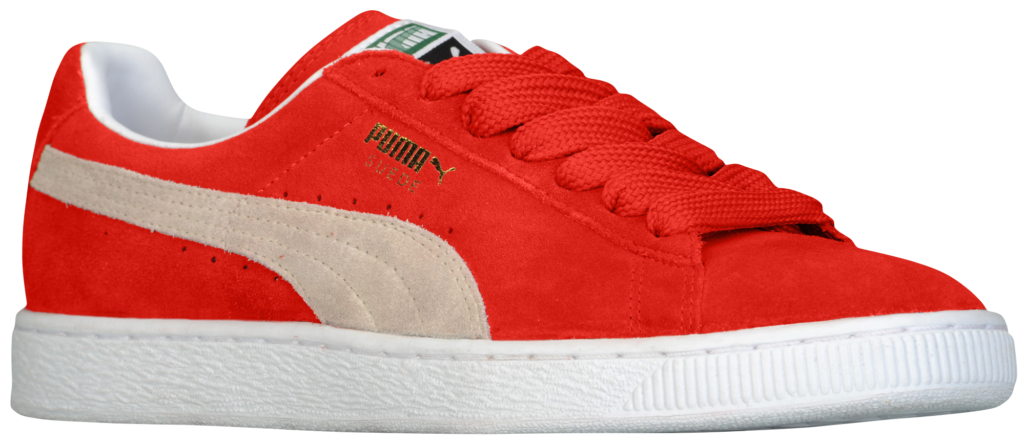 puma red suede sneakers