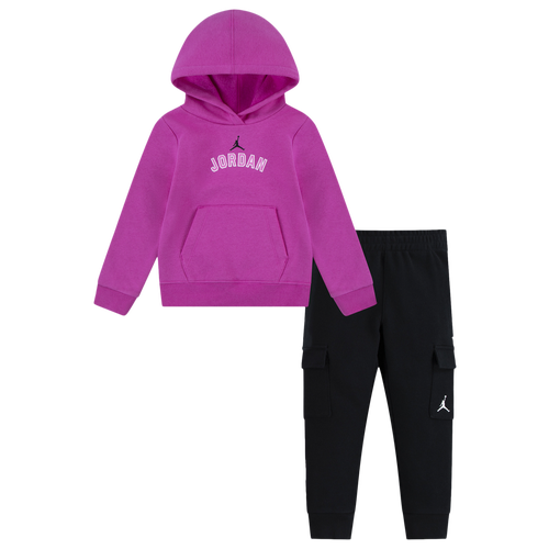 

Girls Preschool Jordan Jordan Y2K Fleece Pullover Set - Girls' Preschool Black/Pink Size 4