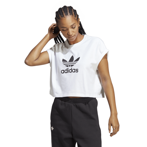 

adidas Originals Womens adidas Originals Cropped T-Shirt - Womens Black/White Size L