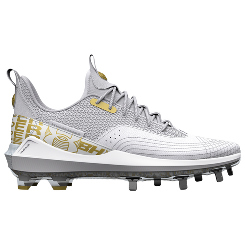 

Under Armour Mens Under Armour Harper 7 Low ST - Mens Baseball Shoes White/Metallic Gold/White Size 12.0