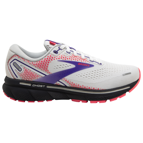 Brooks Ghost 14 Running Shoe In White/purple/coral
