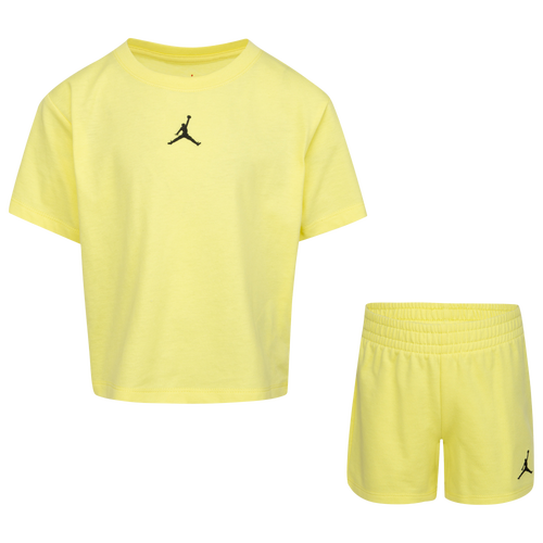 

Girls Preschool Jordan Jordan Essential Shorts Set - Girls' Preschool Light Zitron/Black Size 6X