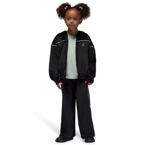 Jordan Girls Preschool   Mountainside Velour Set In Black