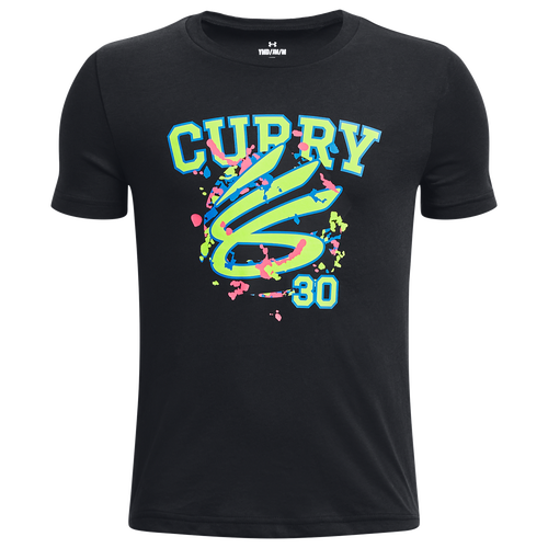 

Under Armour Boys Under Armour Curry Animated Short Sleeve T-Shirt - Boys' Grade School Black/Green Size XL