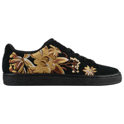Women's - PUMA Suede Velvet Hyper EMB - Black/Gold
