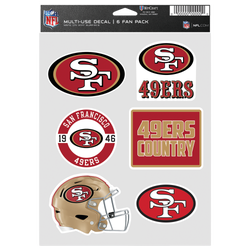 Adult - WinCraft San Francisco 49ers Fan Decals 6-pack - Scarlet Red/White/Gold
