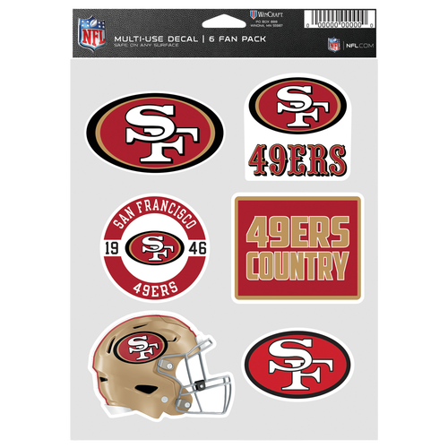 Womens San Francisco 49ers WinCraft San Francisco 49ers Fan Decals 6-pack - Adult - Scarlet Red / White / Gold