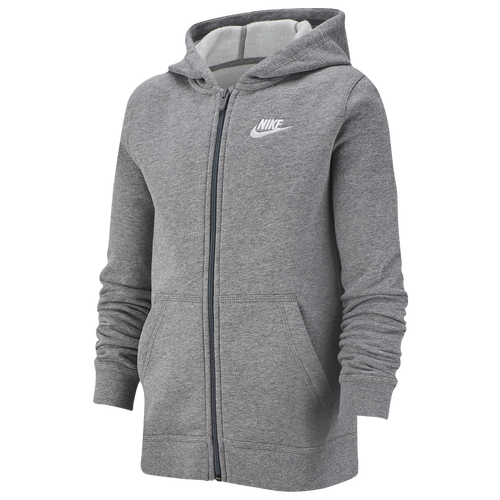 

Nike Boys Nike NSW F/Z Club Hoodie - Boys' Grade School Carbon Heather/Smoke Grey/White Size L