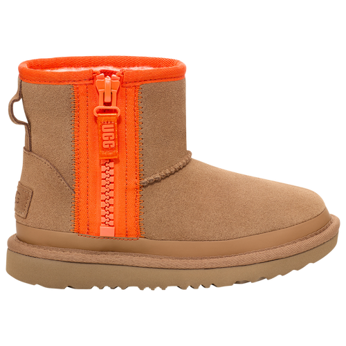 

UGG Girls UGG Classic Mini Zipper Tape Logo Boot - Girls' Grade School Shoes Chestnut/Chestnut Size 6.0