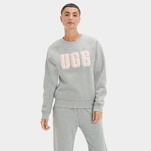 

UGG Womens UGG Madeline Fuzzy Logo Crewneck - Womens Grey Heather/Sonora Size L