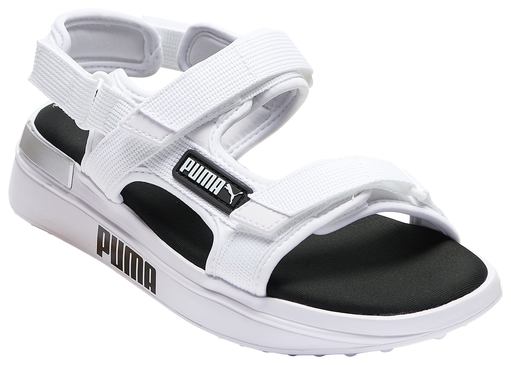 white puma sandals