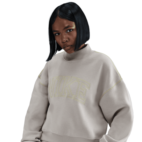  - Nike NSW Phoenix Fleece Mock Neck - Grey/Volt