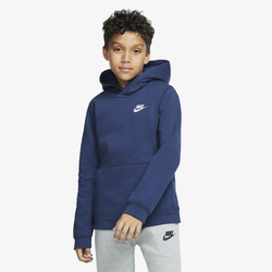 Boys' Grade School - Nike Club Pullover Hoodie - Midnight Navy/White