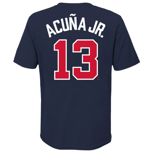 

Nike Boys Ronald Acuna Jr Nike Braves Player Name & Number T-Shirt - Boys' Grade School Navy Size L
