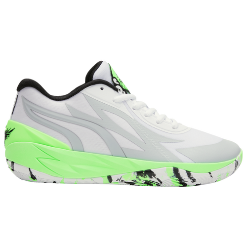 

PUMA Mens Lamelo Ball PUMA MB.02 Lo LaMelO - Mens Basketball Shoes Puma White/Elektro Green/Grey Size 10.0