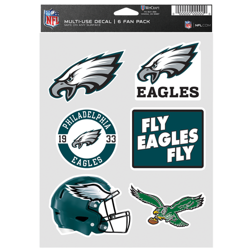 Womens Philadelphia Eagles WinCraft Philadelphia Eagles Fan Decals 6-pack - Adult - Midnight Green / Silver / Black