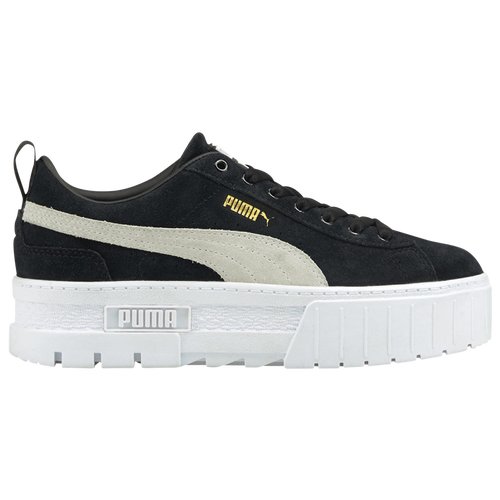 Puma Mayze Platform Suede Sneakers In Black/white