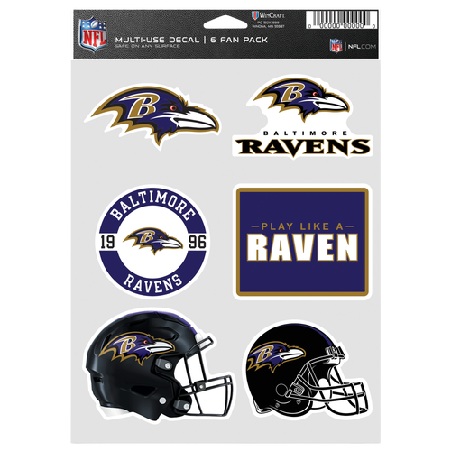 Womens Baltimore Ravens WinCraft Baltimore Ravens Fan Decals 6-pack - Adult - Black / Purple / Gold