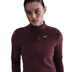 Women's - Nike NSW Phoenix Plush Long Sleeve T-Shirt - Maroon/Maroon