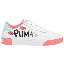 Girls' Grade School - PUMA Cali - White/Coral/Red