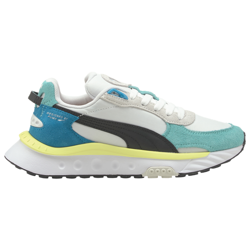 

Boys PUMA PUMA Wild Rider - Boys' Grade School Running Shoe White/Teal/Black Size 06.5