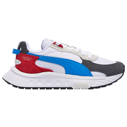 Boys' Grade School - PUMA Wild Rider - White/Blue/Red