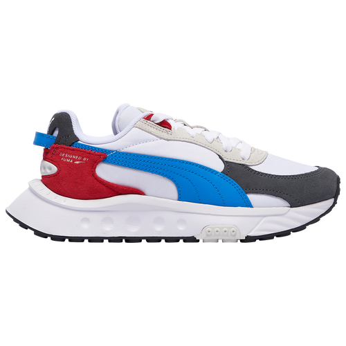 

Boys PUMA PUMA Wild Rider - Boys' Grade School Running Shoe White/Blue/Red Size 06.0