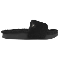 Women's - PUMA W Leadcat YLM Fluff Slides - Black/Black